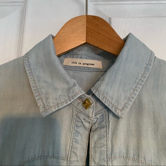 Life in Progress Forever 21 Denim Shirt with Gold Buttons - Picture 3 of 5
